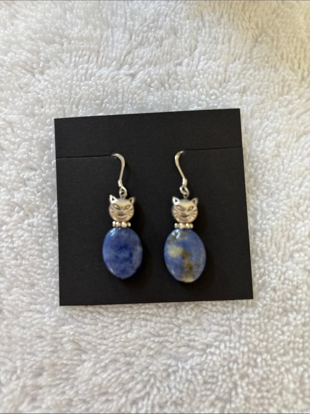 Blue Sodalite Cat Drop Earrings